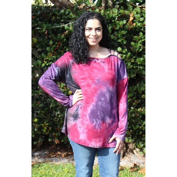 Blumin Tie Dye Strappy Top, Purple - Picture 2 of 6